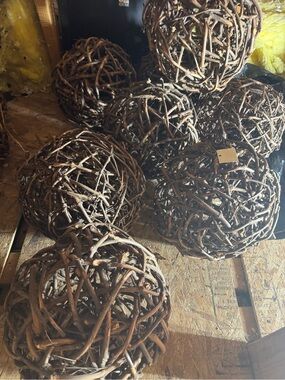 Decorative Brown wood/ wicker Spheres 12” round